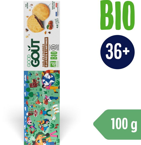 Good Gout BIO Máslové sušenky plněné lískooříškovým krémem (100 g) - Sušenky pro děti - Hlavní obrázek
