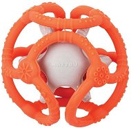 Nattou Teether Silicone Ball 2-in-1 without BPA 10cm Orange-grey - Baby Teether