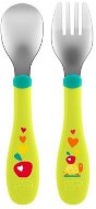Children's Cutlery Chicco Spoon and Fork Stainless-steel (18m +) - Green - Dětský příbor