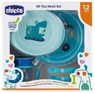 Chicco jedálenská sada, taniere, príbory, pohár, 12 mes.+, modrá - Detská jedálenská súprava