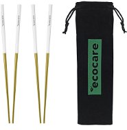 ECOCARE Metal Sushi Chopsticks with Gold-White Packaging 4 pcs - Cutlery Set