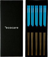 ECOCARE Fém Sushi pálcika doboz arany-kék 10 db - Evőeszközkészlet