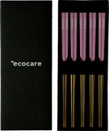 ECOCARE Box Gold-Pink fém sushi pálcikák 10 db - Evőpálcikák