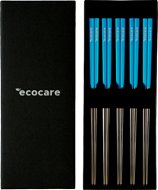 ECOCARE Fém Sushi pálcika doboz ezüst-kék 10 db - Evőeszközkészlet