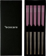 ECOCARE Metal Sushi Chopsticks Box Silver-Pink 10 pcs - Chopsticks