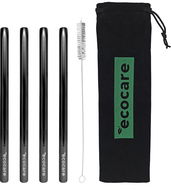 ECOCARE Metal Straws Maxi 12mm Set Black 4 pcs - Straw