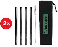 ECOCARE 2× Metal Straws Maxi 12 mm Set Black 4 pcs - Straw