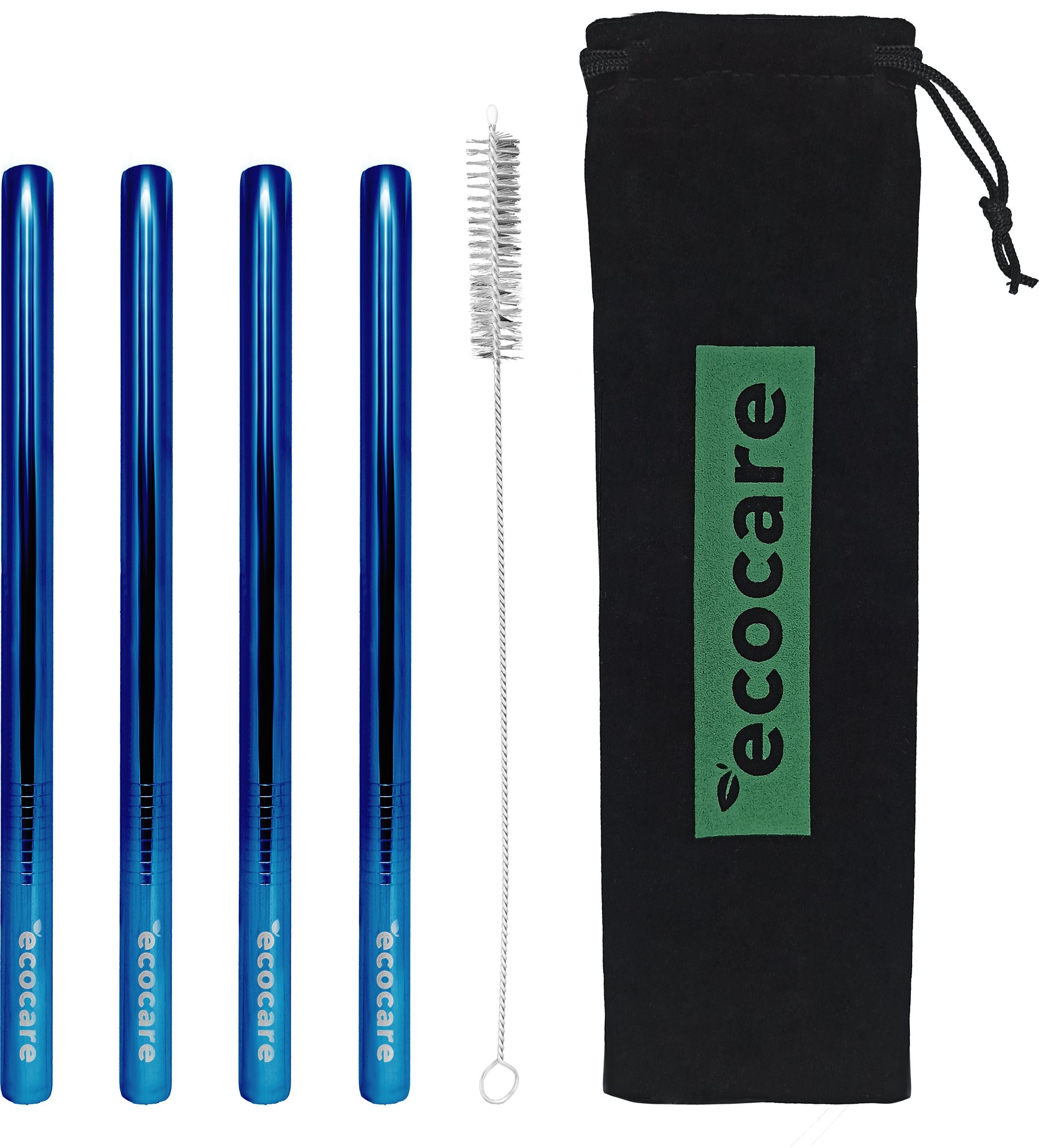 ECOCARE Fém szívószál Maxi 12 mm Blue 4 db-os készlet