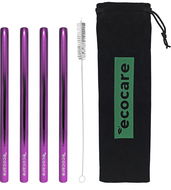 ECOCARE Kovové slamky Maxi 12 mm Sada Purple 4 ks - Slamka