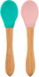 MINIKOIOI with Bamboo Handle 2 pcs - Green / Pink - Baby Spoon