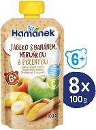 HAMÁNEK Jablko s banánom, marhuľou a polentou 8× 100 g - Kapsička pre deti
