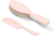 BabyOno Baby Hair Brush and Comb - Natural Soft Bristle, Light Pink - Children's comb