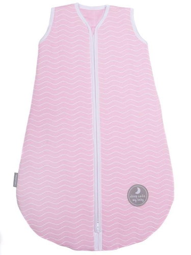 Natulino extra thin summer sleeping bag, Pink White Waves / White, 1-layer, L (12 - 18 m) - Children's Sleeping Bag - Main image