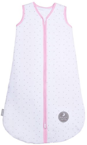 Natulino extra thin summer sleeping bag, White Grey Leaves / Pink, 1-layer, M (6 - 12 m) - Children's Sleeping Bag - Main image