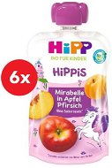 HiPP BIO Hippies Jablko-Broskev -Mirabelka 6× 100 g - Kapsička pro děti