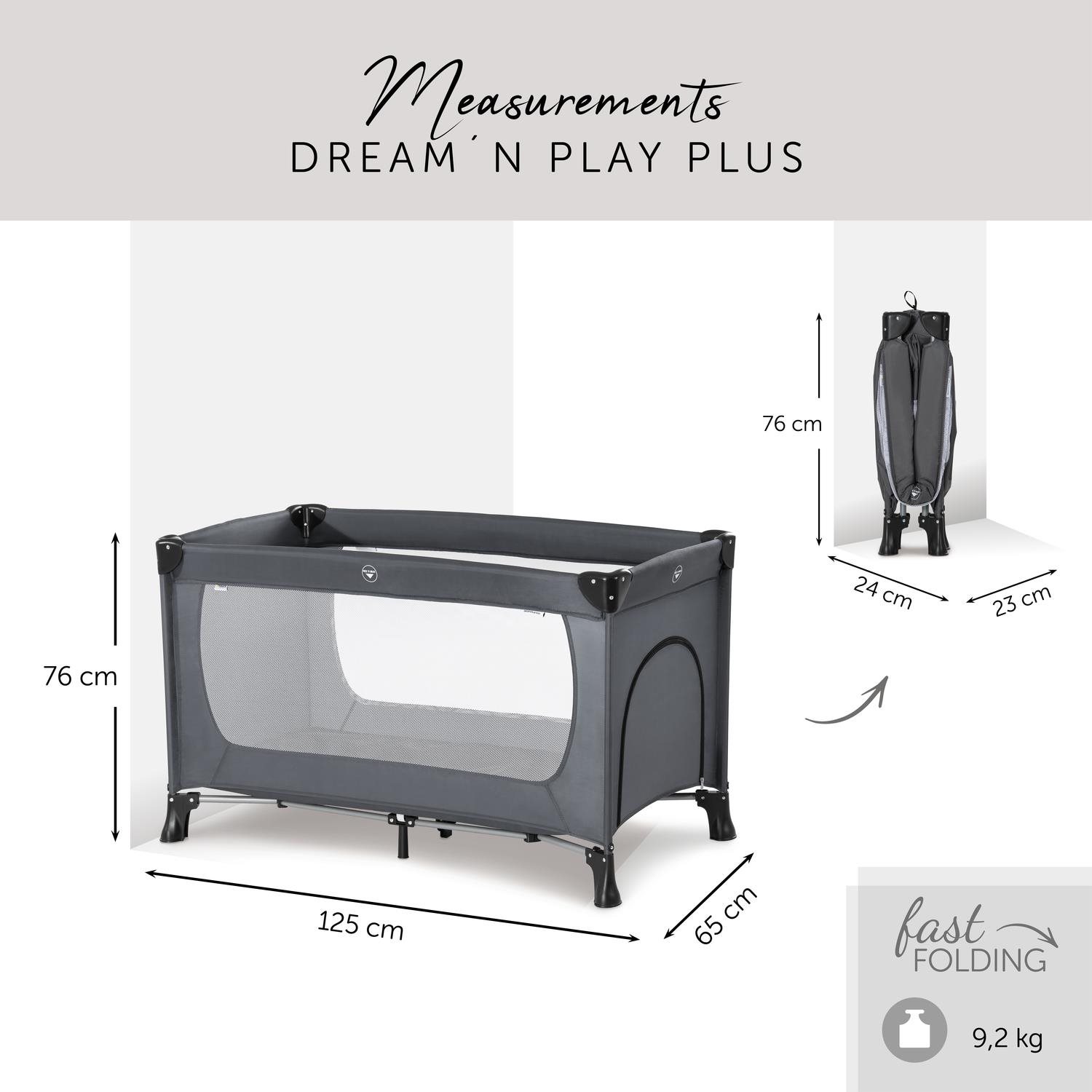 Hauck travel 2025 cot dimensions