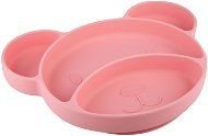 Canpol Babies silikónový delený tanier s prísavkou medvedík, ružový - Detský tanier