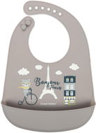 Canpol Babies silicone bib with pocket Bonjour Paris, beige - Bib