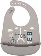 Canpol Babies silicone bib with pocket Bonjour Paris, beige - Bib