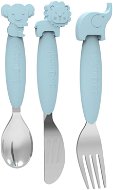 Children's Cutlery Bo Jungle cutlery silicone and stainless steel Blue - Dětský příbor