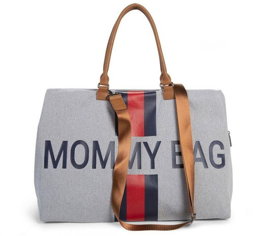 CHILDHOME Mommy Bag Grey Stripes Red/Blue - Changing Bag