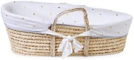 CHILDHOME Basket Natural + mattress + cover Jersey Gold Dots - Cot