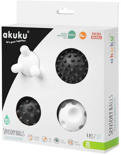 AKUKU sada senzorických míčků černobílé 4 ks - Míč pro děti - Hlavní obrázek