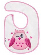 AKUKU baby terry bib white with pink owl - Bib
