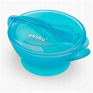 AKUKU bowl with suction cup and spoon, blue - Children's Dining Set
