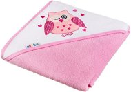 Children's Bath Towel AKUKU baby towel 100 × 100 pink with owl - Dětská osuška