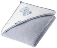 AKUKU baby towel 100 × 100 grey with teddy bear - Children's Bath Towel