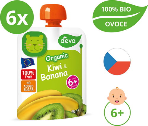 DEVA Organic Kiwi, Banana 6×90g - Meal Pocket - Main image