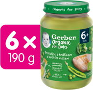 GERBER ORGANIC dětský příkrm brokolice s hráškem a krutím masem 6× 190 g - Příkrm