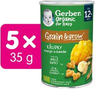 GERBER Organic chrumky s mangom a banánom 5× 35 g - Chrumky pre deti