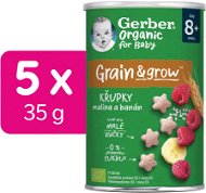 Chrumky pre deti GERBER Organic chrumky s malinami a banánom 5× 35 g - Křupky pro děti