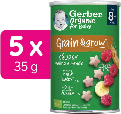 GERBER Organic křupky s malinami a banánem 5× 35 g - Křupky pro děti - Hlavní obrázek