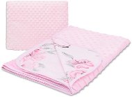 Pléd COSING Minky nyári takaró 100×75 cm - Pünkösdirózsák flamingókkal, rózsaszín - Deka