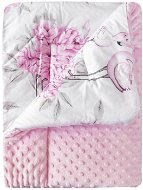 COSING Minky steppelt takaró 100×75 cm - Bazsarózsák flamingókkal rózsaszínű - Pléd