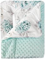 COSING Minky quilted blanket 100×75 cm - Peonies with flamingos mint - Blanket