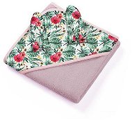 BabyOno Luxury terry towel with hood and rabbit ears 100 × 100 cm, pink/green - Children's Bath Towel