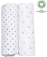 MOTHERHOOD muszlin pelenka BIO Grey and Black Dots 2 darab, 85 × 85 cm - Mosható pelenka