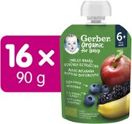 GERBER Organic vrecko jablko, banán, čučoriedka a černica 16× 90 g - Kapsička pre deti