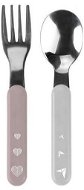 BabyOno stainless steel cutlery, pink/white - Children's Cutlery