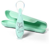 Children's Cutlery BabyOno baby silicone spoon in case, mint - Dětský příbor