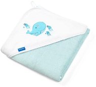 BabyOno hooded towel bamboo 85 x 85 cm, whale, blue - Children's Bath Towel