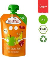 FruchtBar BIO 100 % recyklovateľná ovocná kapsička s jablkom, pomarančom, banánom a ovsom 3× 100 g - Kapsička pre deti
