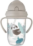 Canpol Babies Kiömlésmentes szívószálas pohár nehezékkel Exotic Animals 270 ml, szürke - Tanulópohár
