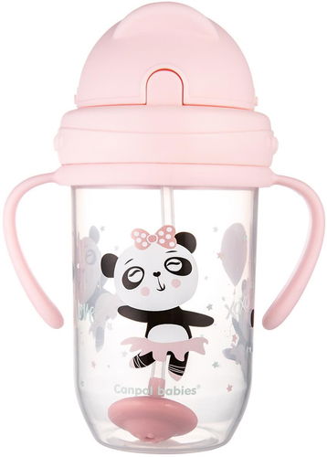 Canpol Babies nevylévací hrneček se slámkou a závažím Exotic Animals 270 ml, růžový - Dětský hrnek - Hlavní obrázek