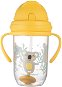 Canpol Babies nevylievací hrnček so slamkou a závažím Exotic Animals 270 ml, žltý - Detský hrnček