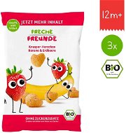 Freche Freunde BIO Křupky kukuřice, banán a jahoda 3× 30 g - Křupky pro děti